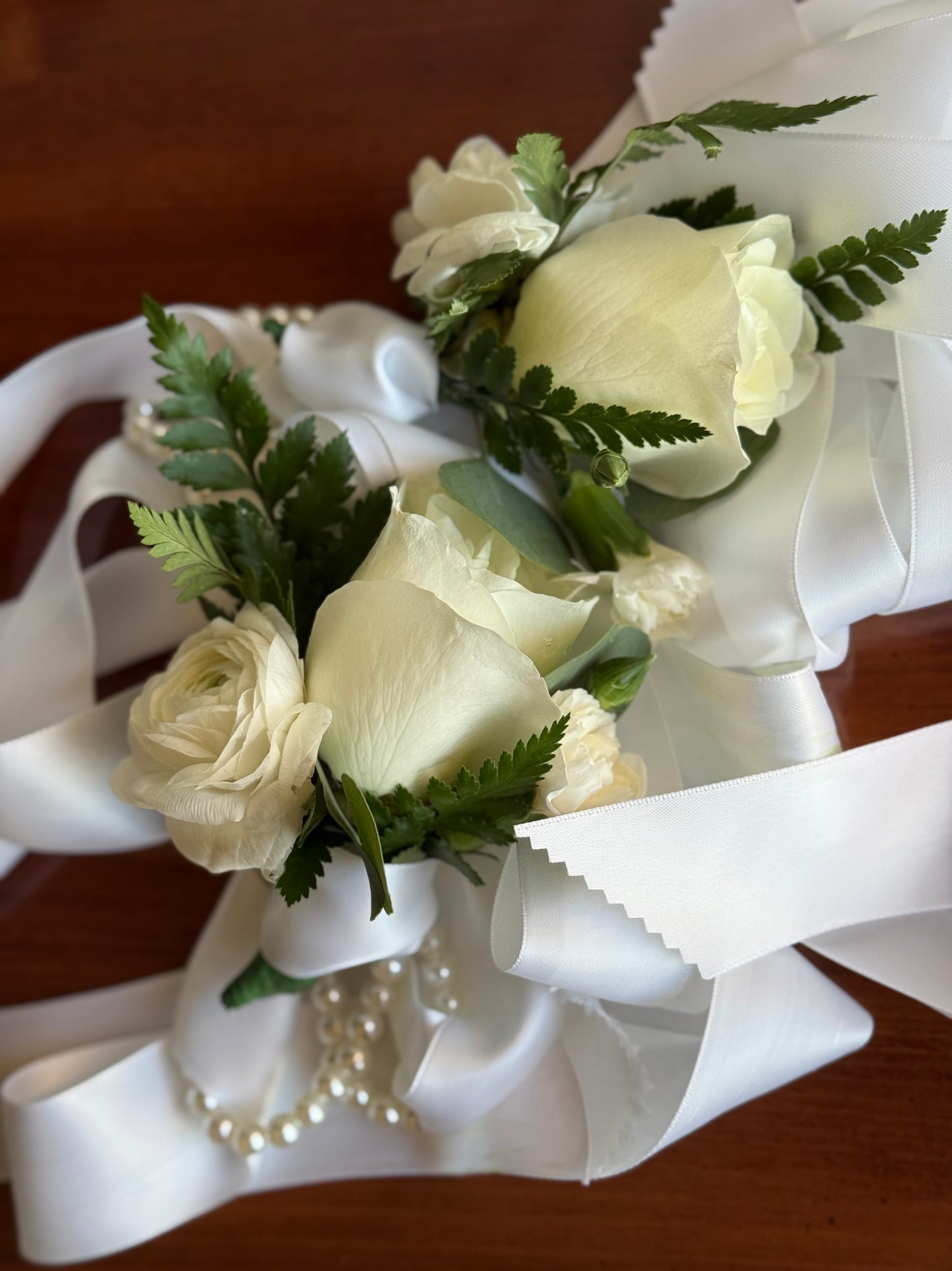 Classic White Rose Corsage