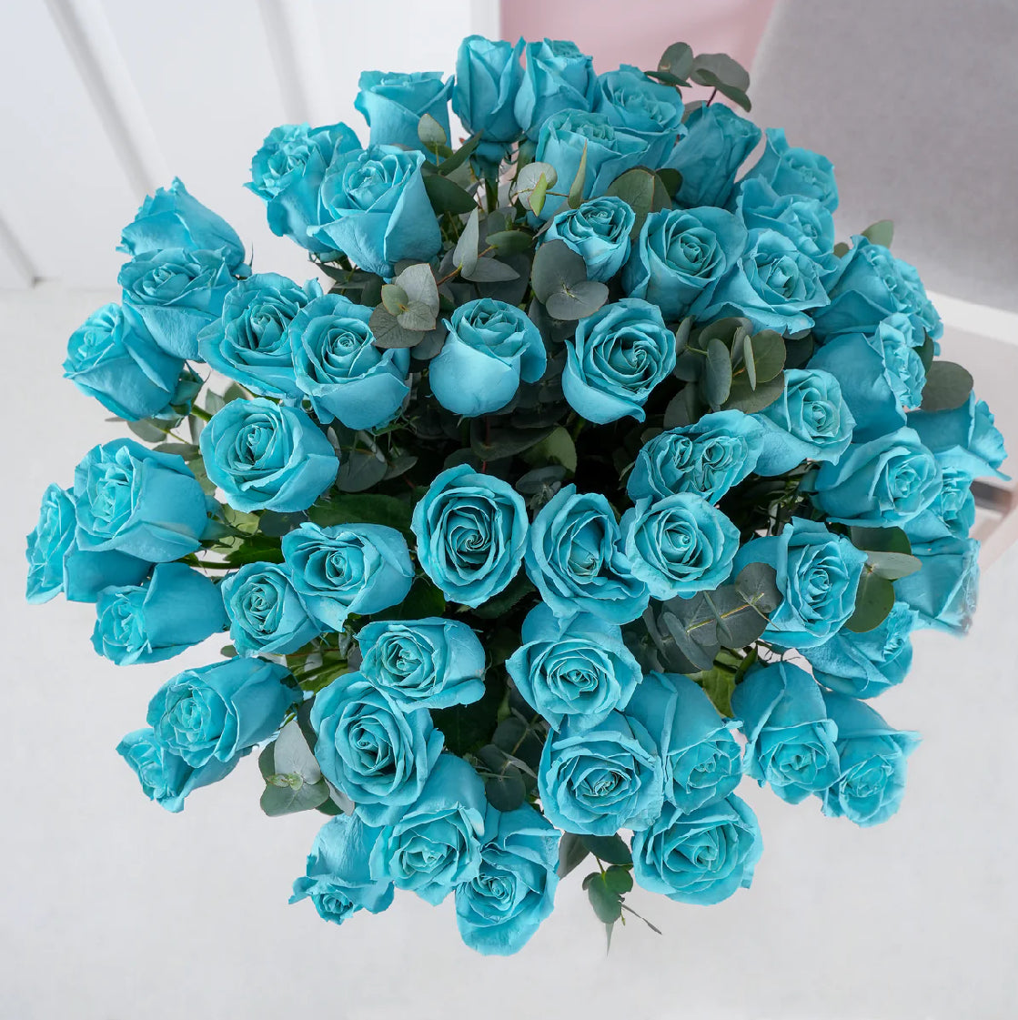 Bouquet of fresh BLUE roses