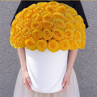 Luxury Yellow Rose Hatbox Arrangement