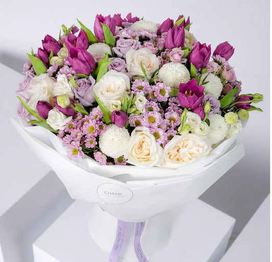 Violet Tulip Bloom – Luxury Spring Flower Bouquet in Los Angeles