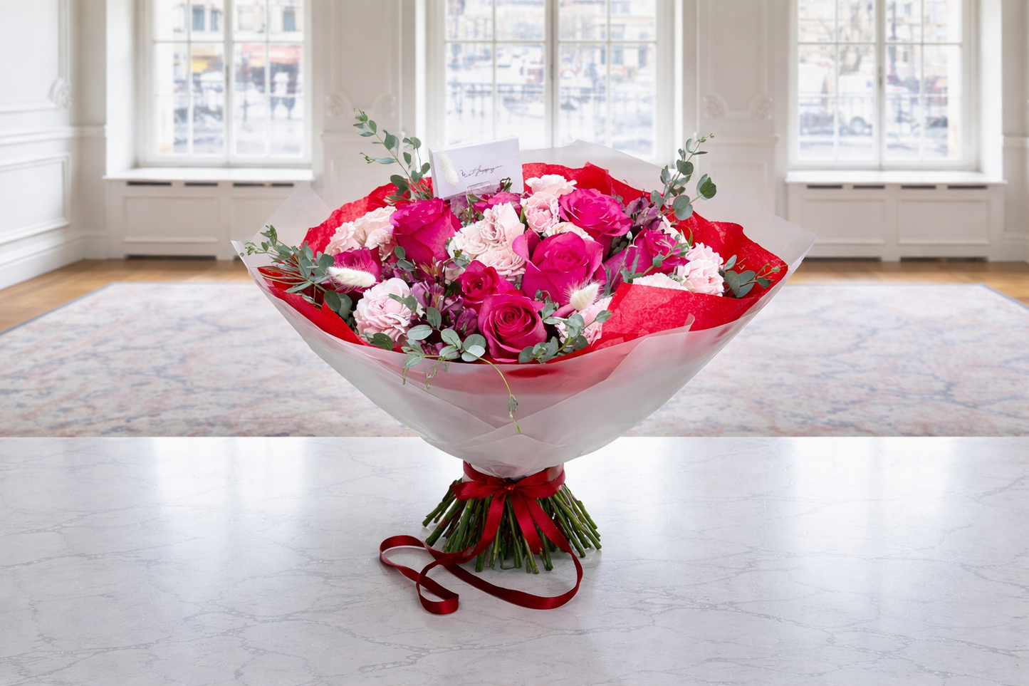 Pink & Red Romantic Rose Bouquet – Flower Delivery Los Angeles