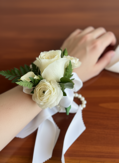 Classic White Rose Corsage