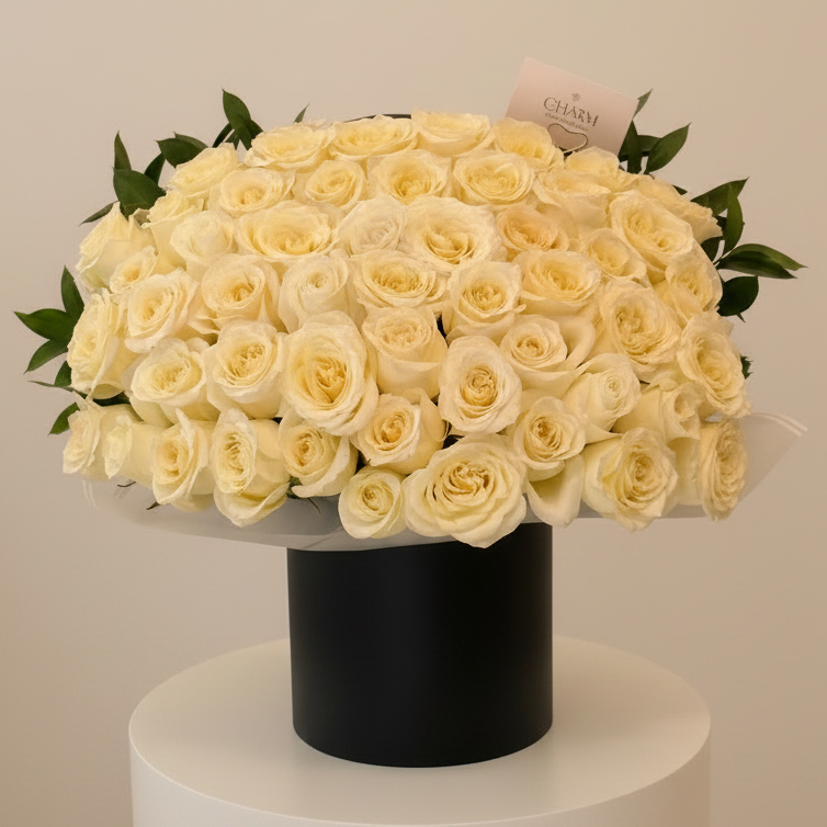 White Roses in Luxury Box
