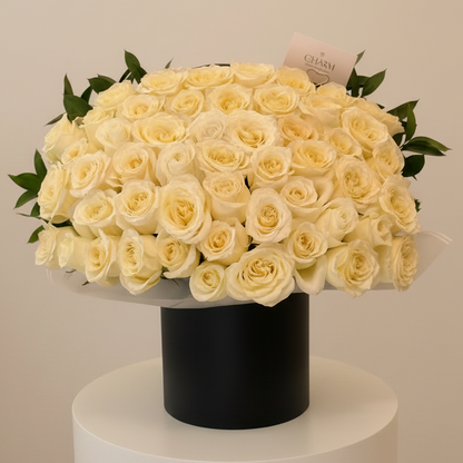 White Roses in Luxury Box