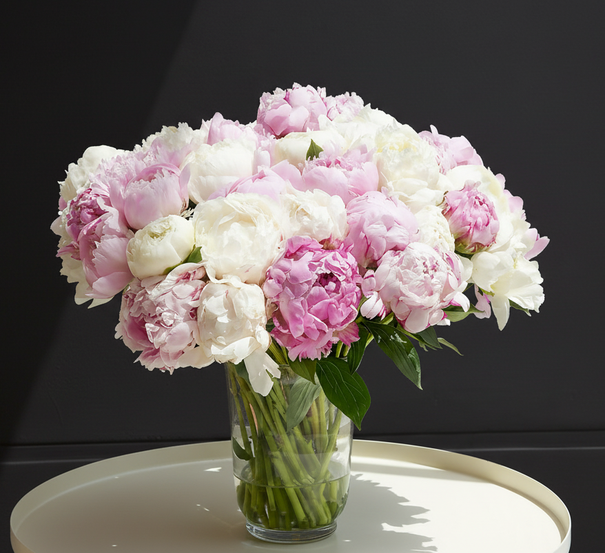 Angellica (50 peonies mixed colors in a Vase)