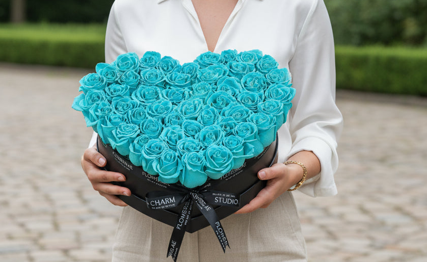 50 Red Roses Heart Box
