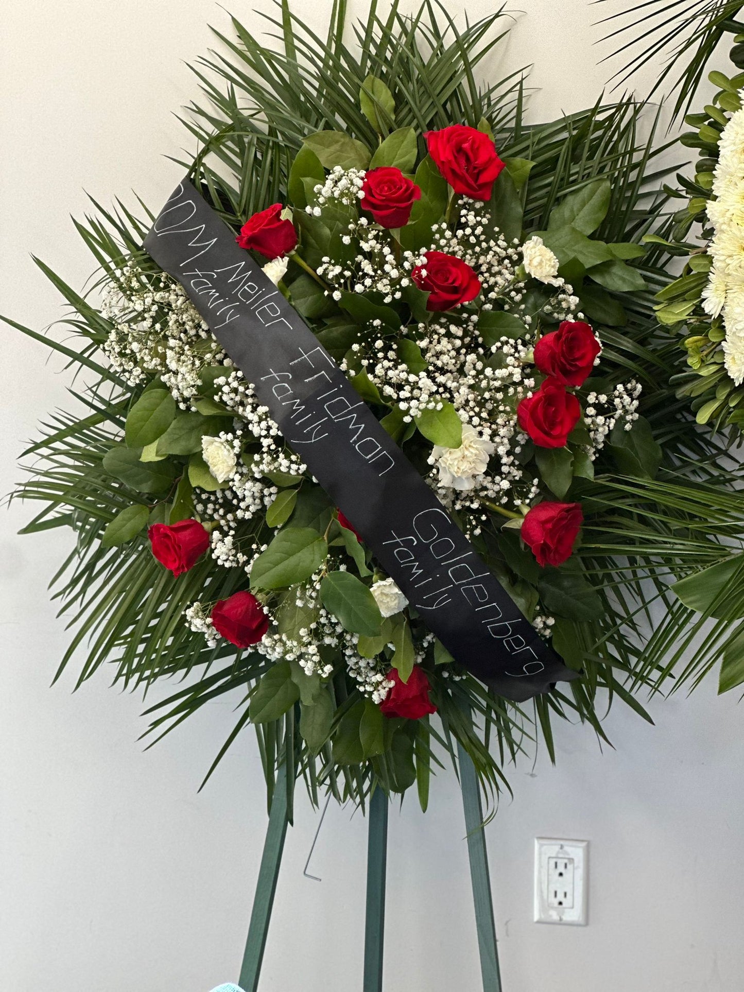 Funeral Standing Spray with Red Roses